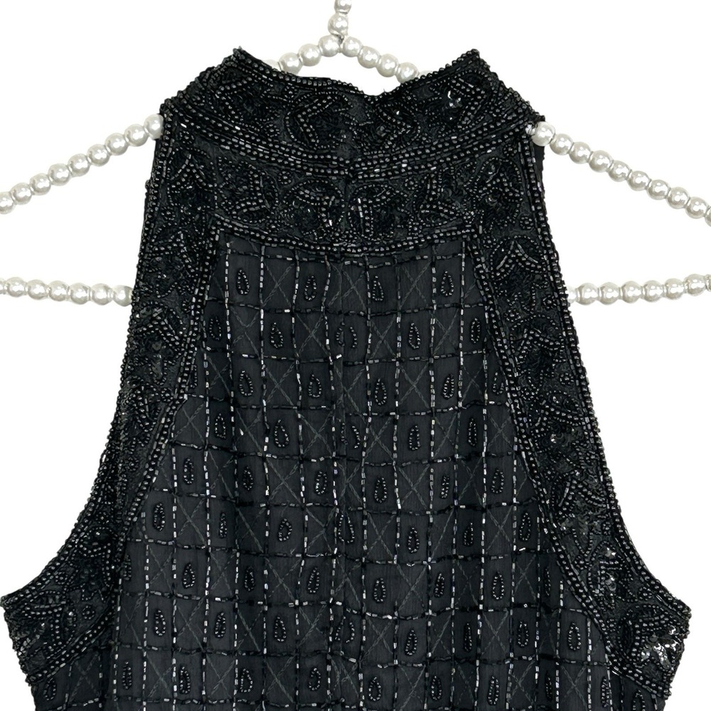 Vintage Papell Boutique Silk Beaded Halter Tank Top PM Fairy Whimsigoth Formal - Picture 5 of 13